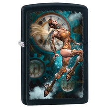 Load image into Gallery viewer, Zippo Personalized Message Engraved Customized Steampunk Aviator Girl Futuristic Black Matte Windproof Lighter 28670