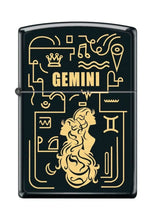 Load image into Gallery viewer, Zippo Lighter- Personalized Message Engrave for Gemini Zodiac Black Matte #Z5302
