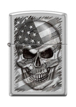Load image into Gallery viewer, Zippo Lighter- Personalized Engrave for Skull Flag Gray US Flag #Z5139
