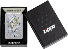 Load image into Gallery viewer, Zippo Sailor Girl Tattoo Design Street Chrome Pocket Lighter
