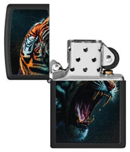 Load image into Gallery viewer, Zippo Lighter - Custom Engraved with Your Message for Tiger Roar Design Black Matte Pocket Lighter 46241
