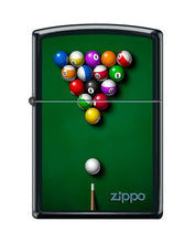 Load image into Gallery viewer, Zippo Lighter-Personalized Custom Message Engraved on Backside Pool Table and Balls Black Matte Windproof Lighter #Z5477
