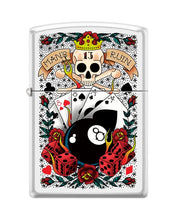 Load image into Gallery viewer, Zippo Lighter- Personalized Custom Message Engraved on Back Ace of Spades Card Game Casino Zippo Windproof Lighter 8 Ball #Z5462
