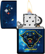 Load image into Gallery viewer, Zippo Santa Cruz Starry-Eyed Panther Navy Matte Pocket Lighter
