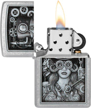 Load image into Gallery viewer, Zippo Steam Punk Woman Street Chrome Pocket Lighter
