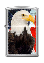 Load image into Gallery viewer, Zippo Lighter- Bald Eagle Flag USA High Polish Chrome Windproof Lighter #Z5057
