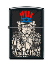 Load image into Gallery viewer, Zippo Lighter-Uncle Sam Black Matte Windproof Lighter #Z5500
