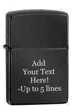 Load image into Gallery viewer, Zippo Lighter - Personalized Message Engraved on Colored Windproof Lighter High Polish Black 24756
