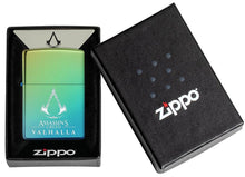 Load image into Gallery viewer, Zippo Lighter - Personalized Message Engraved on Backside for Assassin's Creed Windproof Zippo Lighter (Assassin's Creed Valhalla High Polish Teal 49530)
