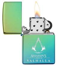 Load image into Gallery viewer, Zippo Lighter - Personalized Message Engraved on Backside for Assassin's Creed Windproof Zippo Lighter (Assassin's Creed Valhalla High Polish Teal 49530)
