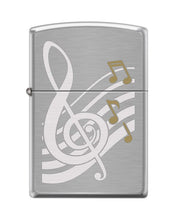 Load image into Gallery viewer, Zippo Lighter- Personalized Engrave Music Notes Brushed Chrome #Z5421
