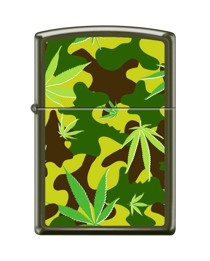 Zippo Lighter - Personalized Custom Message Engraved on Back for Leaf Designs Windproof Zippo Lighter (Greenleaf Camo Z5502)