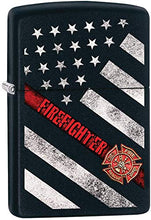 Load image into Gallery viewer, Zippo Lighter Firefighter with Flag Personalized Custom Message Engraved on Back Indoor Outdoor Windproof Lighter #Z5313

