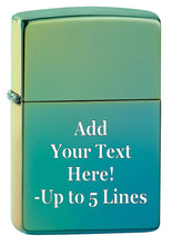 Load image into Gallery viewer, Zippo Lighter - Personalized Message Engraved on Backside Colored Windproof Lighter Teal 49191
