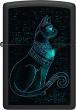 Load image into Gallery viewer, Zippo Black Light Spiritual Cat Design Black Matte Pocket Lighter
