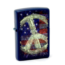 Load image into Gallery viewer, Zippo Lighter- Peace Symbols American Flag Navy Matte Windproof Lighter #Z5173
