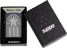 Load image into Gallery viewer, Zippo American Metal Emblem Black Matte Pocket Lighter
