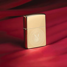Load image into Gallery viewer, Zippo Lighter - Custom Engraved with Your Message for Playboy Rabbit Head Design High Polish Brass Pocket Lighter 46219
