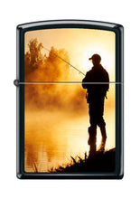 Load image into Gallery viewer, Zippo Lighter- Foggy Fisherman Poles Sunset Black Matte Windproof Lighter #Z5232
