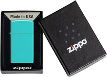 Load image into Gallery viewer, Zippo Slim Flat Turquoise Pocket Lighter
