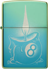 Load image into Gallery viewer, Zippo Eight Ball Tattoo Design High Polish Teal Pocket Lighter
