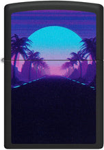 Load image into Gallery viewer, Zippo Sunset Black Light Design Black Matte Pocket Lighter
