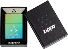 Load image into Gallery viewer, Zippo Assassin's Creed Valhalla Logo High Polish Teal Pocket Lighter

