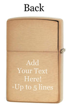 Load image into Gallery viewer, Zippo Lighter-Personalized Custom Message Engraved on Backside Duty Honor Country Brushed Brass Windproof Lighter #Z5505
