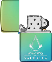 Load image into Gallery viewer, Zippo Assassin's Creed Valhalla Logo High Polish Teal Pocket Lighter
