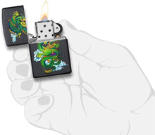Load image into Gallery viewer, Zippo Black Matte Dragon Pocket Lighter, Black Matte Green Dragon, 1 Count (Pack of 1)
