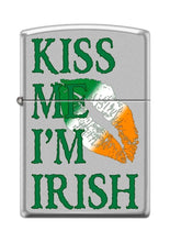 Load image into Gallery viewer, Zippo Lighter- Saint Patrick's Day Kiss Me I'm Irish Satin Chrome Windproof Lighter #Z5283
