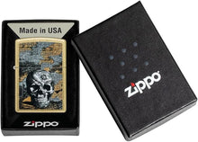 Load image into Gallery viewer, Zippo Lighter - Customized Message on Floral Skull Street Brass Pocket 46577
