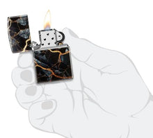 Load image into Gallery viewer, Zippo Lighter - Custom Engraved with Your Message for Fusion Marble Design 540 Tumbled Chrome Pocket Lighter 46255
