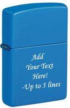 Load image into Gallery viewer, Zippo Lighter - Personalized Message Engraved on Backside Colored Windproof Lighter Sky Blue Matte 48628
