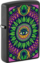 Load image into Gallery viewer, Zippo Black Light Cannabis Pattern Design Black Matte Pocket Lighter
