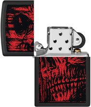 Load image into Gallery viewer, Zippo Red Skull Design Black Matte Pocket Lighter
