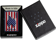 Load image into Gallery viewer, Zippo Patriotic Flame Design Navy Matte Pocket Lighter
