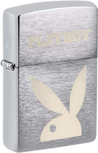 Load image into Gallery viewer, Zippo Playboy Rabbit Head Brushed Chrome Pocket Lighter
