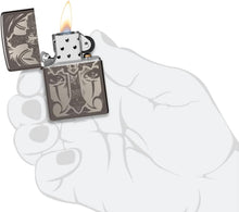 Load image into Gallery viewer, Zippo Day of The Dead Skull Cross Design Black Ice Pocket Lighter
