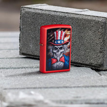 Load image into Gallery viewer, Zippo Lighter - Customized Message on Uncle Skeleton Red Matte Pocket 46696
