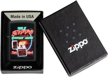 Load image into Gallery viewer, Zippo Neon Sign Design Black Matte Pocket Lighter
