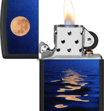 Load image into Gallery viewer, Zippo Full Moon Black Light Design Black Matte Pocket Lighter
