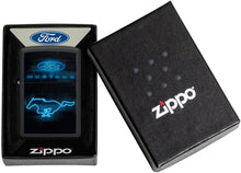 Load image into Gallery viewer, Zippo Ford Mustang Neon Logo Black Matte Pocket Lighter
