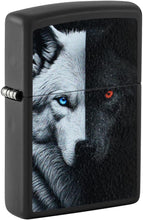Load image into Gallery viewer, Zippo Lighter - Customized Message Two Wolves Black Matte Pocket Lighter 46694
