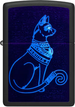Load image into Gallery viewer, Zippo Black Light Spiritual Cat Design Black Matte Pocket Lighter
