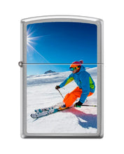 Load image into Gallery viewer, Zippo Lighter-Skier Skiing Outdoors Snow Brushed Chrome Windproof Lighter #Z5528
