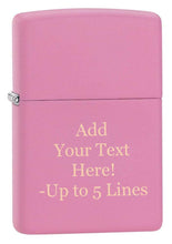 Load image into Gallery viewer, Zippo Lighter – Personalized Custom Message Engraved Windproof Classic Pocket Lighter Pink Matte
