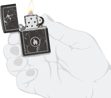 Load image into Gallery viewer, Zippo Lighter- Personalized Custom Message Engraved on Marble Flame Design High Polish Black Pocket Lighter 46571
