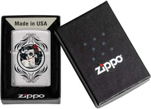 Load image into Gallery viewer, Zippo Day of The Dead Girl Design Brushed Chrome Pocket Lighter, One Size

