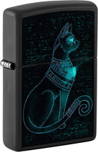 Load image into Gallery viewer, Zippo Black Light Spiritual Cat Design Black Matte Pocket Lighter
